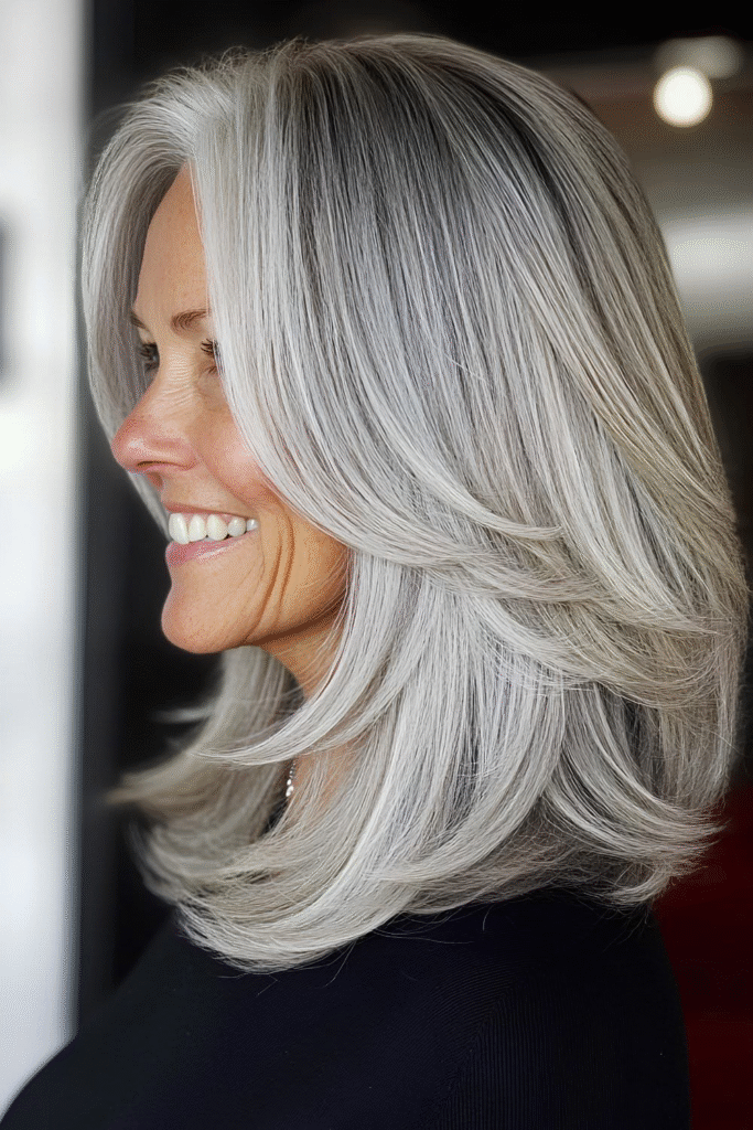 Polished Silver Bob with Feathered Layers