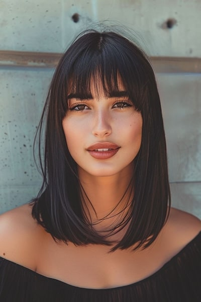 Blunt Lob with Micro Bangs