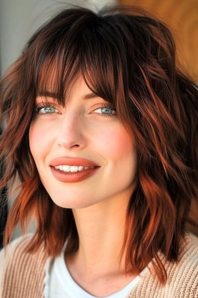 Shaggy Shoulder-Length Cut with Choppy Bangs