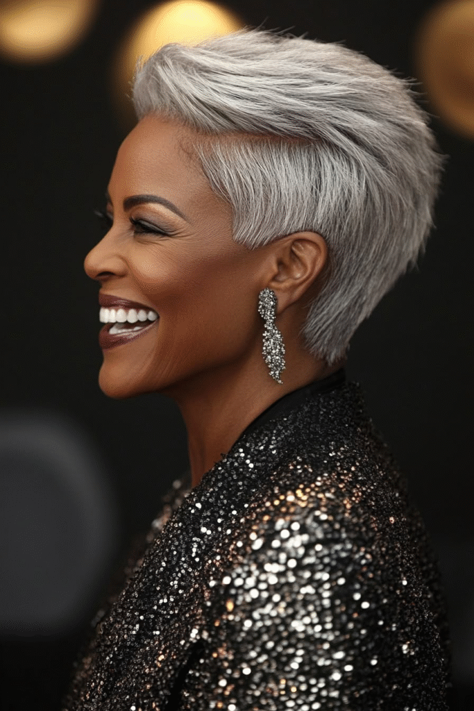 Sophisticated Salt-and-Pepper Pixie