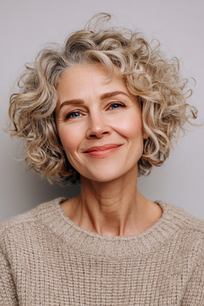 Curly Crop with Warm Beige Blonde