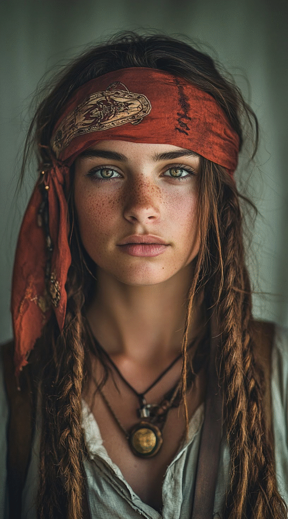 Bandana Over a Mix of Loose Hair and Braids
