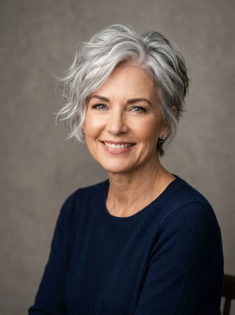 Textured Pixie with Silver Highlights