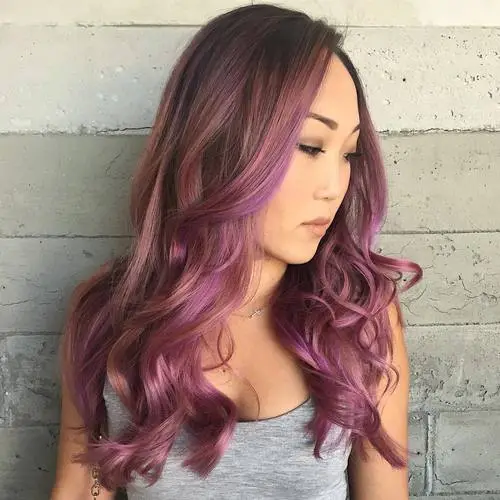 Dusty Rose Side-Swept Highlights