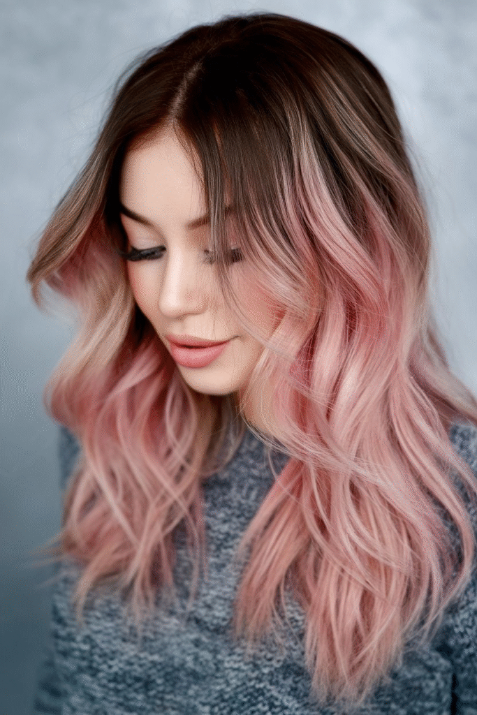 Long Waves with Pastel Pink Highlights