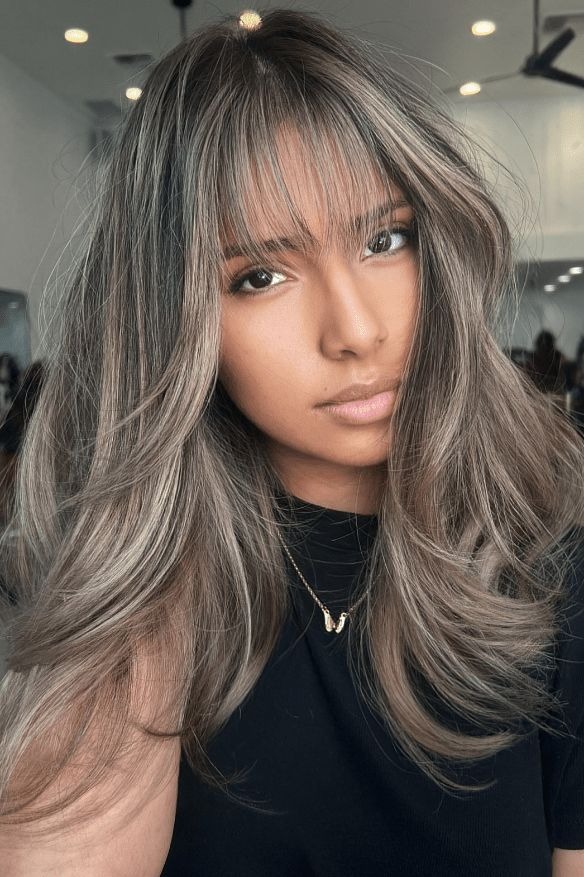 Layered Brown Hair with Silver Accents