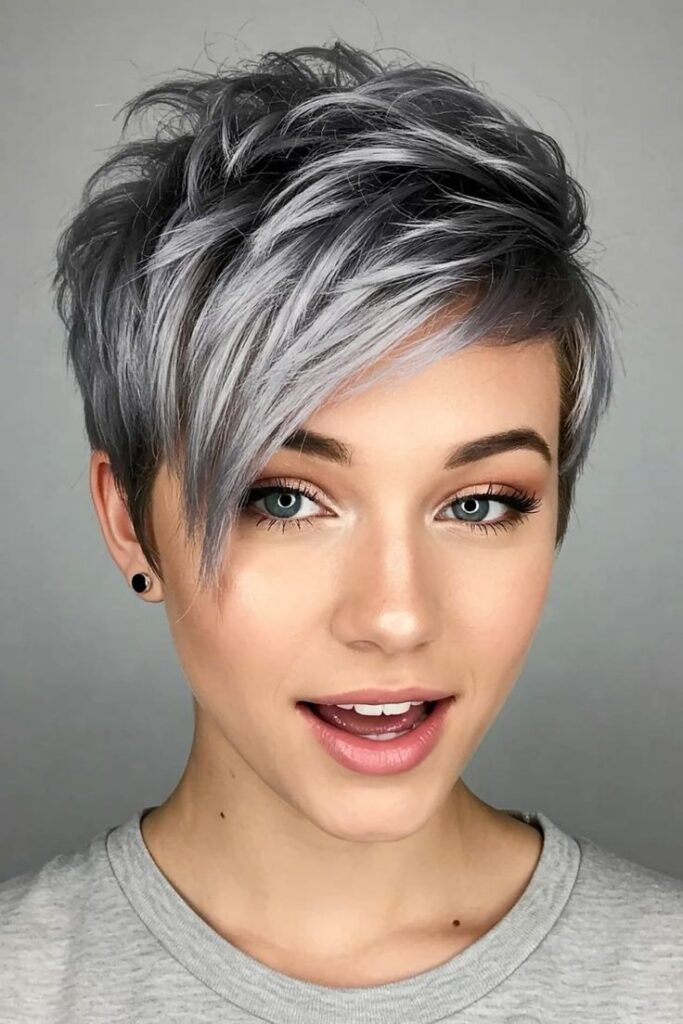 Short Pixie with Silver Layers