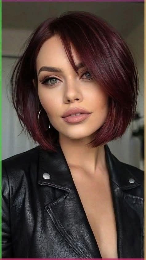 Rounded French Bob in Deep Mahogany