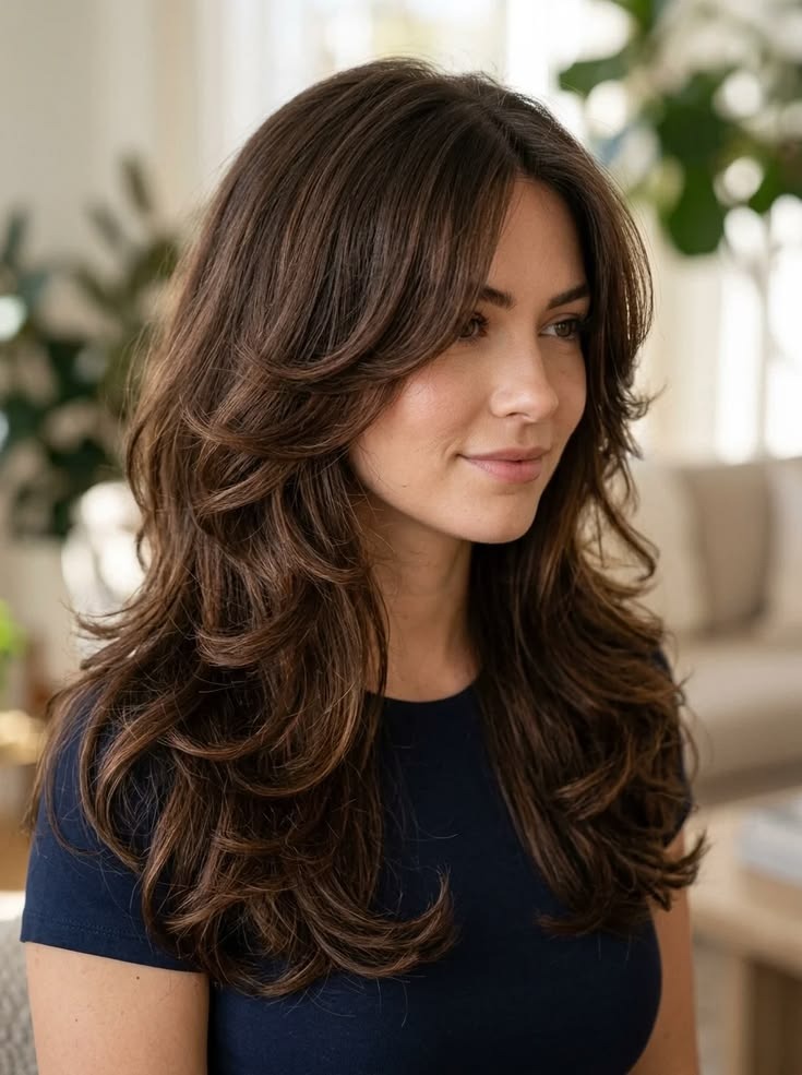 Feathered Cascade in Dark Brown