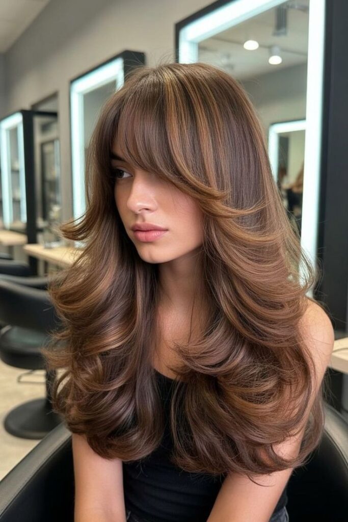 Voluminous Butterfly Cut in Caramel Brown
