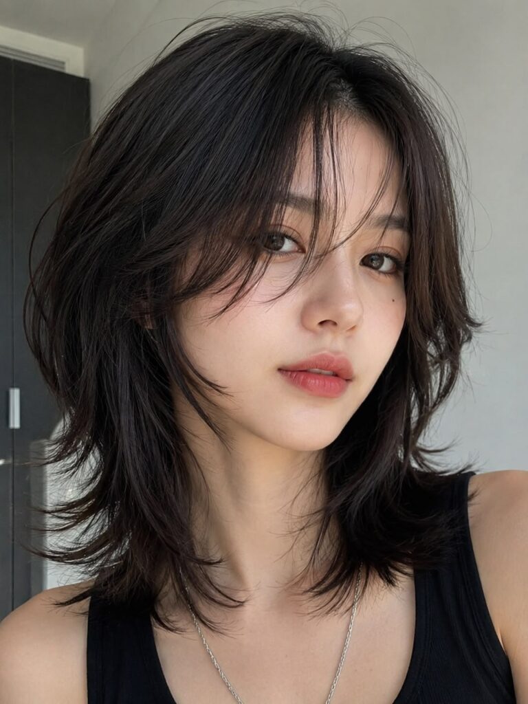 Shaggy Shoulder Cut in Deep Black