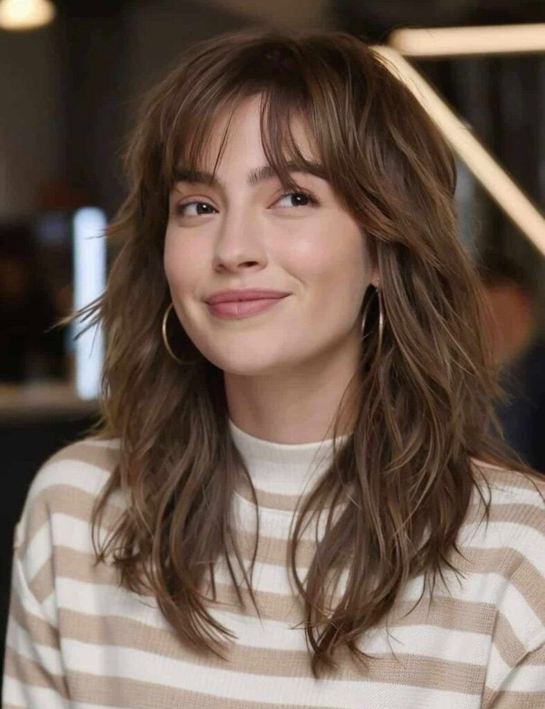 Wavy Wolf Cut in Light Ash Brown
