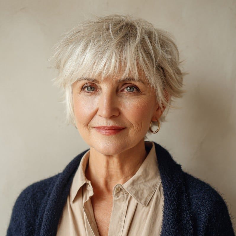 Textured Crop with Long Bangs