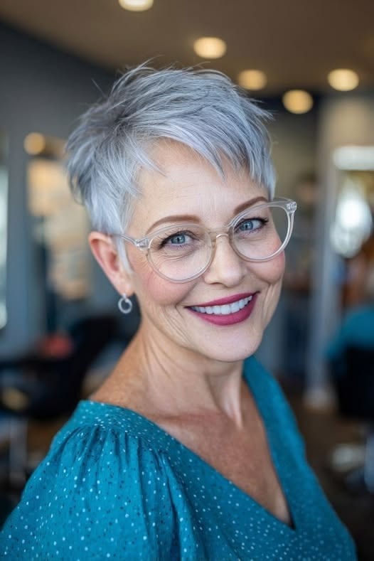 Tapered Pixie Cut in Icy Silver