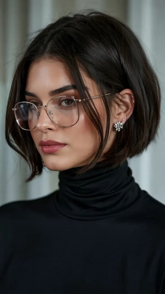 Blunt Chin-Length Bob in Glossy Espresso
