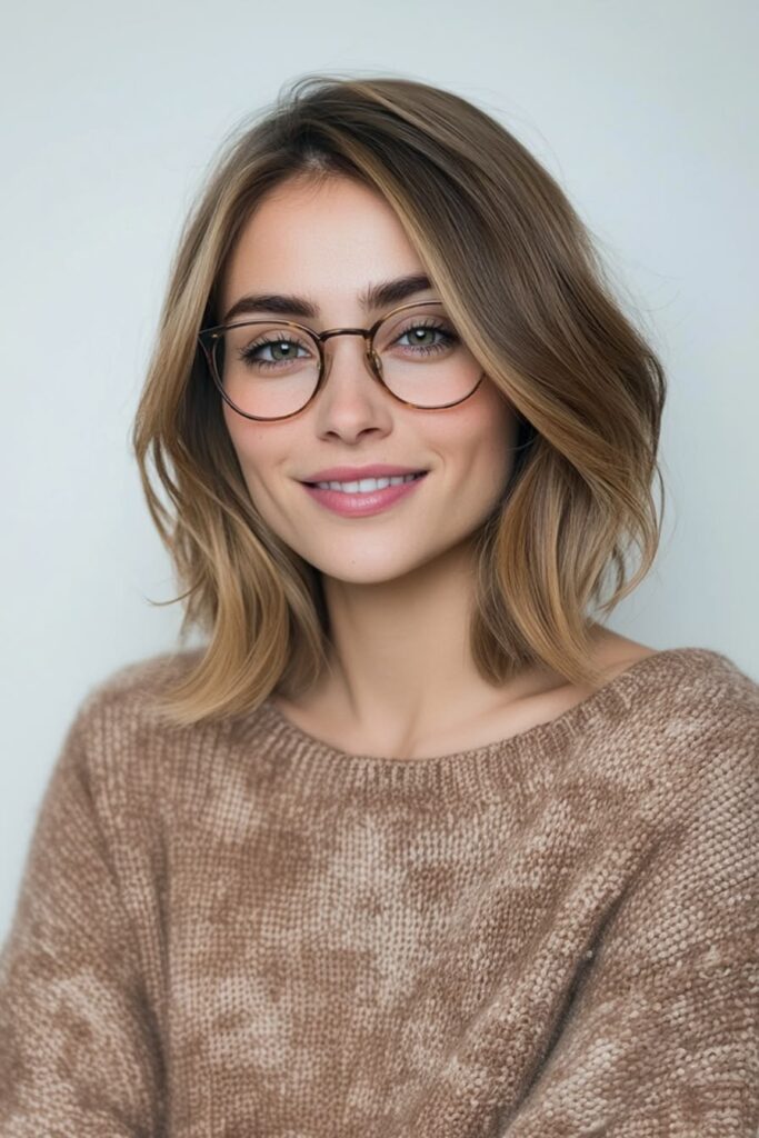 Collarbone Lob with Balayage Highlights