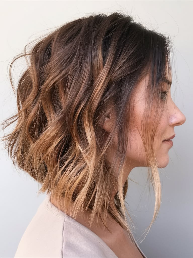 Angled Bob with Sunkissed Balayage