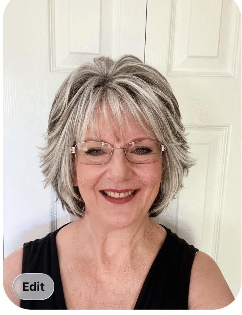 Wispy Layered Bob with Silver Highlights