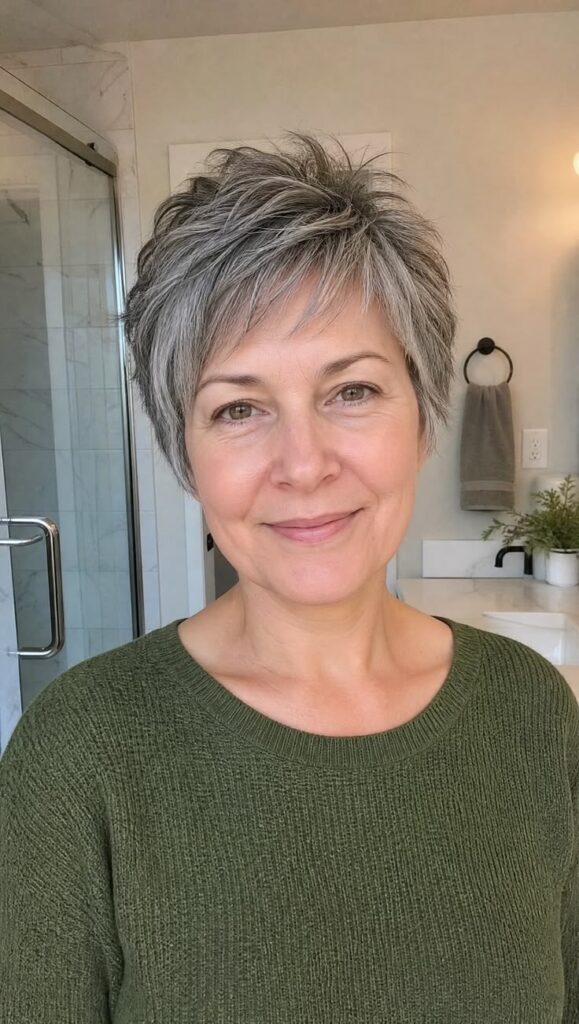 Layered Razor Cut – Smoky Gray