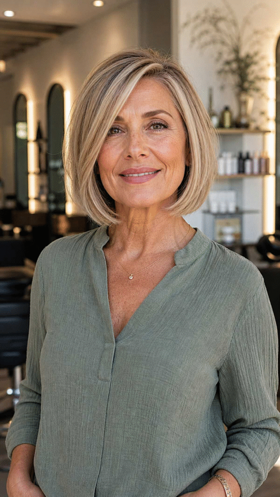 Soft Blunt Bob with a Deep Side Part