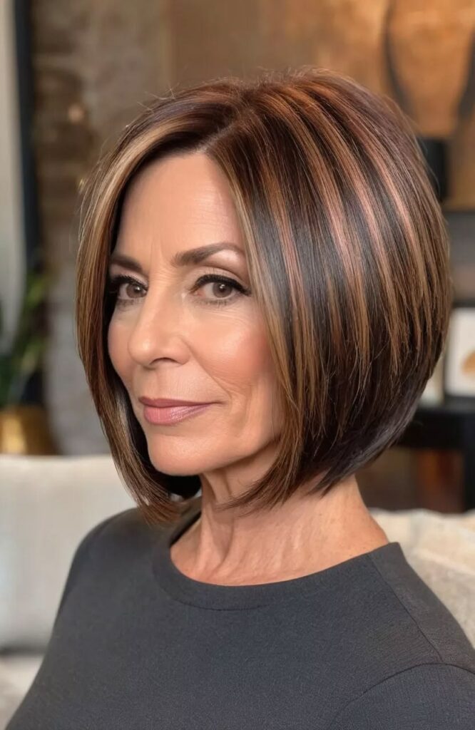 Choppy Bob – Chestnut Brown with Caramel Balayage