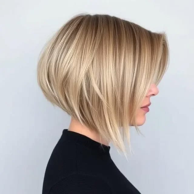 Sleek Blonde Angled Bob