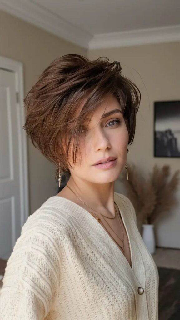 Textured Crop with Long Bangs