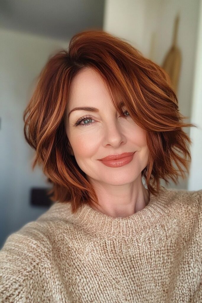Tousled Layered Bob with Volume