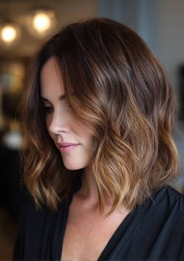 Mocha Brown Asymmetrical Bob