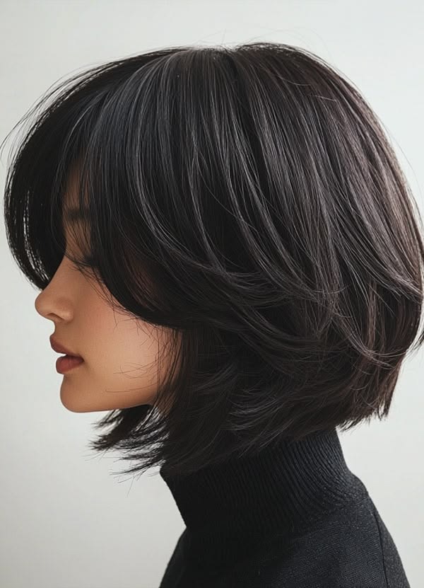 Smoky Black Bob with Micro Layers