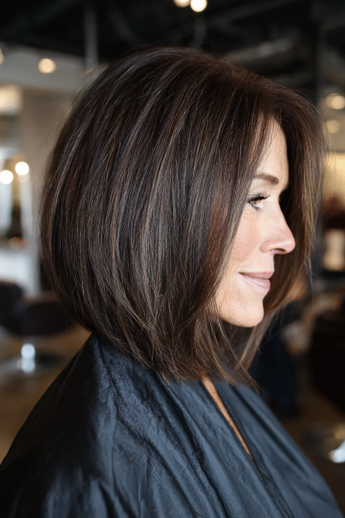  Shoulder-Length Blunt Cut in Chocolate Brown