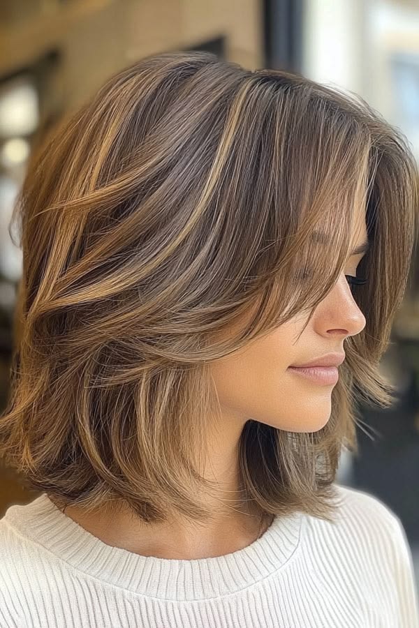 Caramel Brunette Bob with Face-Framing Layers