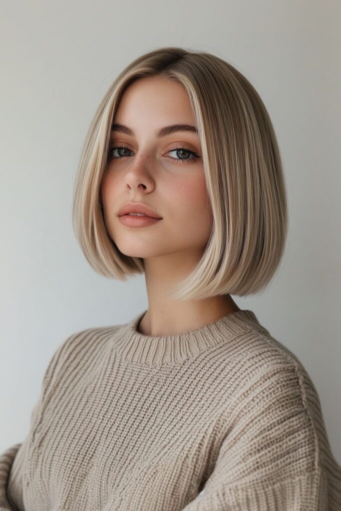 Sleek Honey Blonde Bob