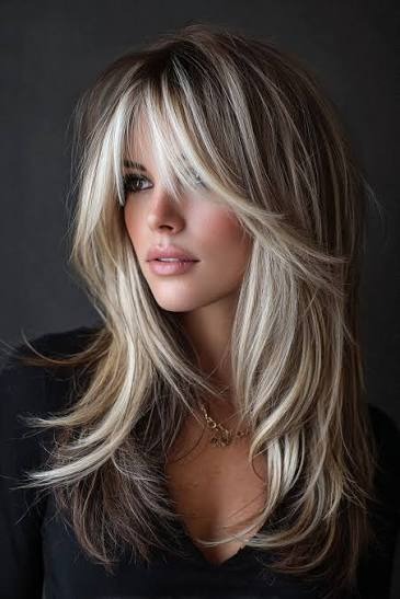 Blonde Shaggy Wolf Cut With Curtain Bangs