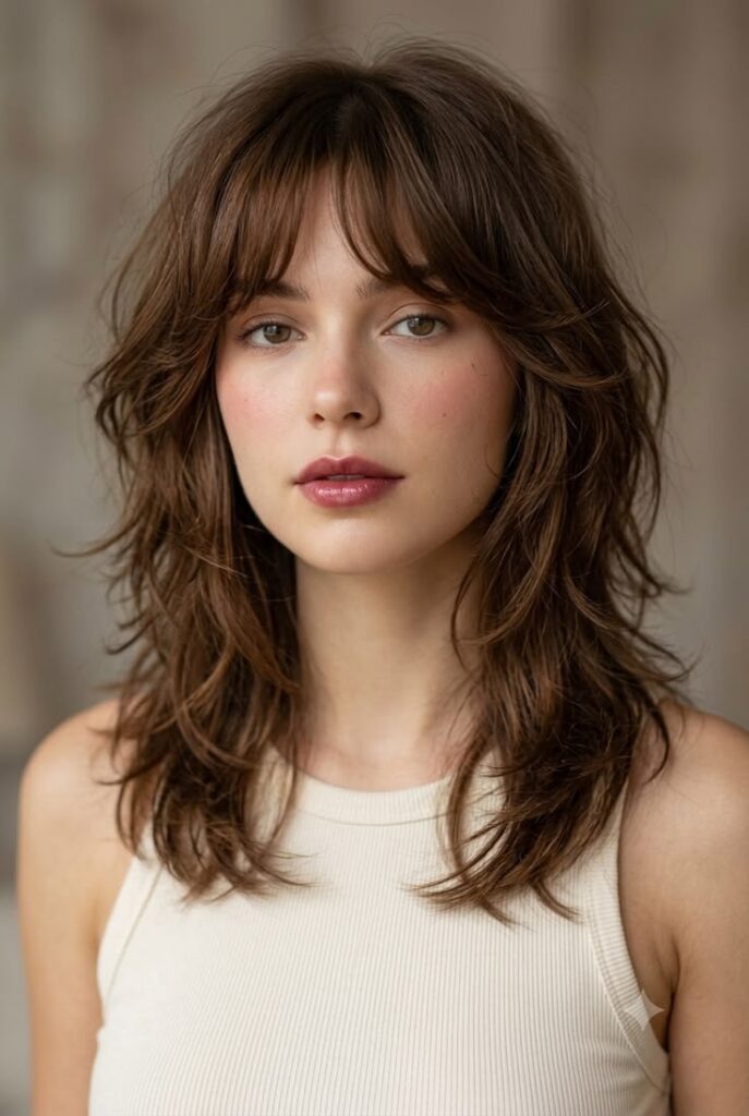 Short Wavy Shag Wolf Cut With Curtain Bangs