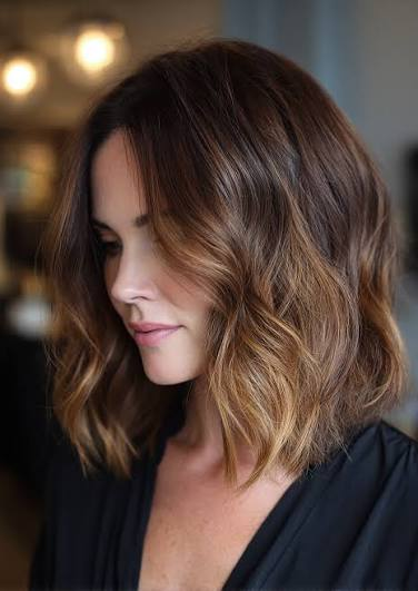 Caramel Brown Textured Bob