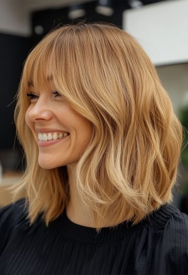 Golden Blonde Wavy Bob
