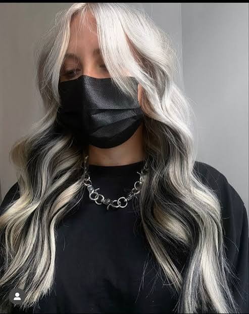 Black Horns on Platinum Blonde Wavy Hair