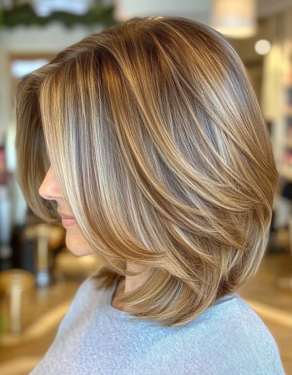 Honey Blonde Layered Bob