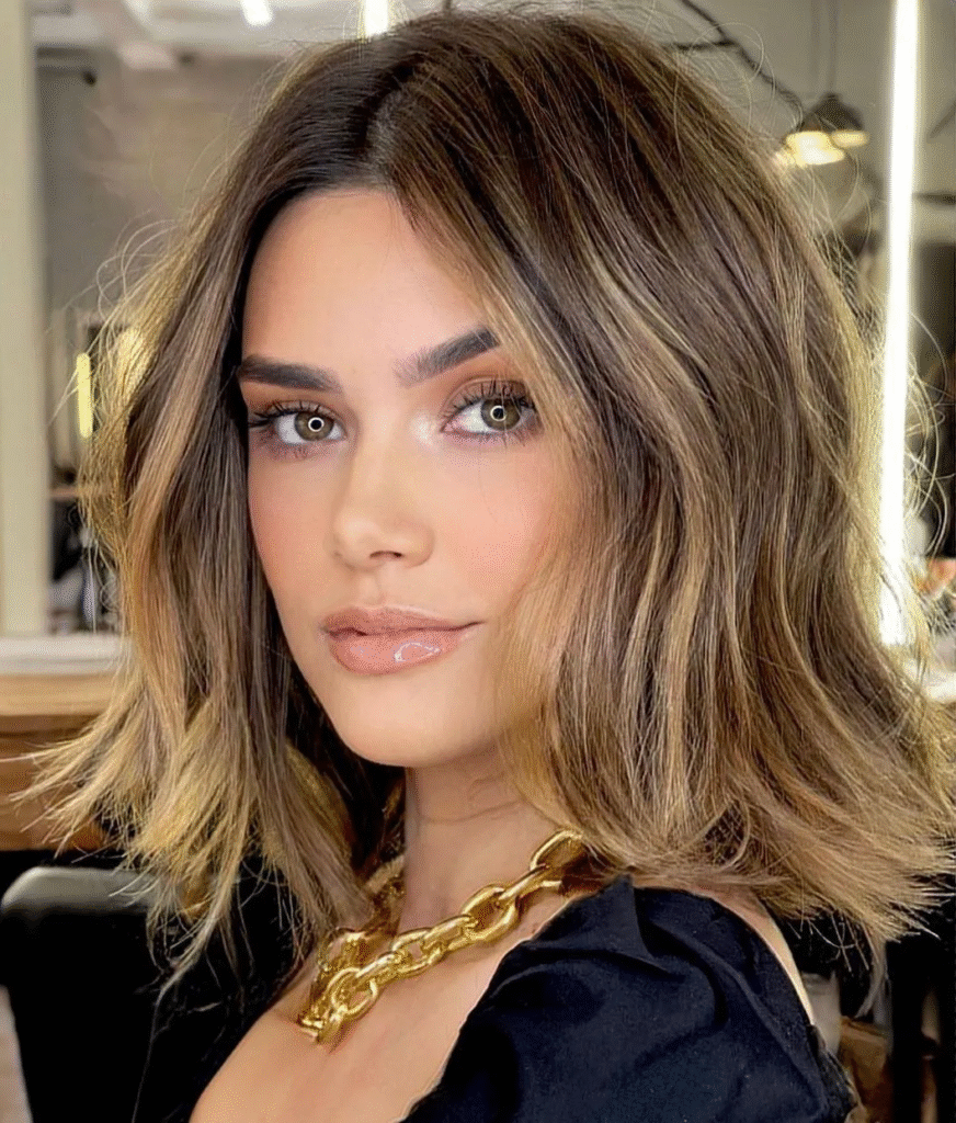 Feathered Dark Brown Bob