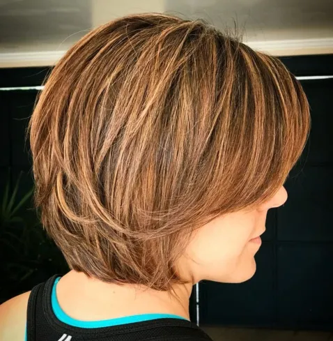 Textured Lob with Caramel Highlights