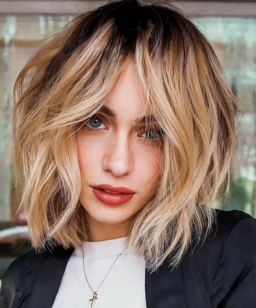 Shaggy Bob with Warm Auburn Wash
