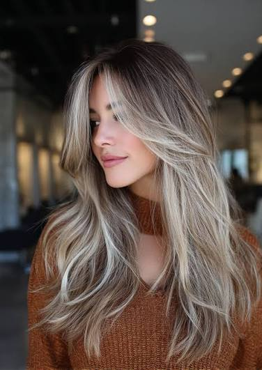 Blunt Cut with Soft Layers and Ash Blonde Balayage