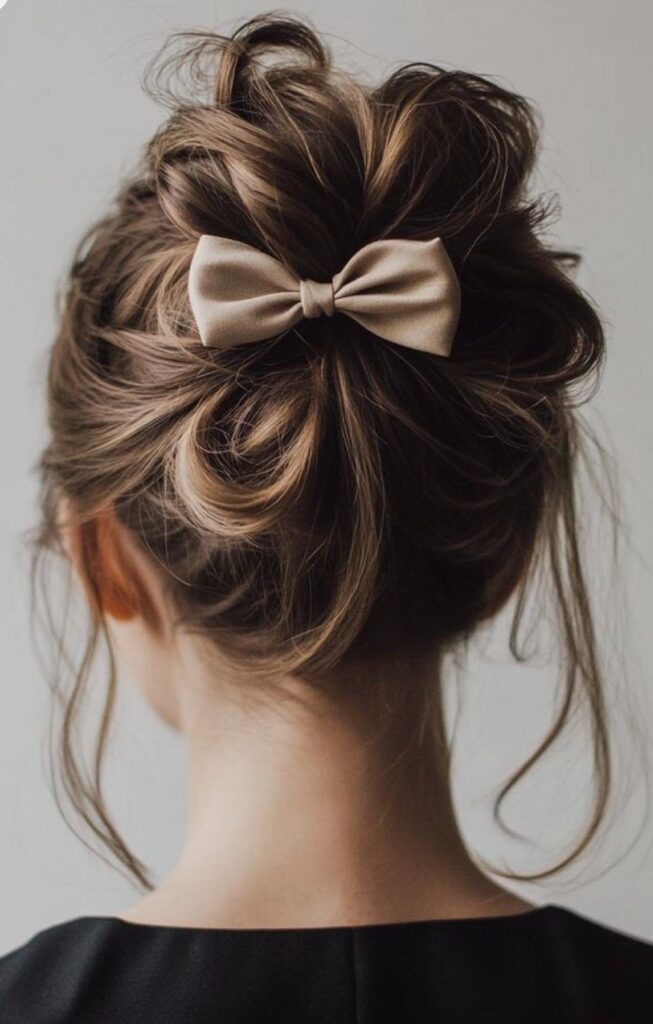 Messy Bun With a Bow