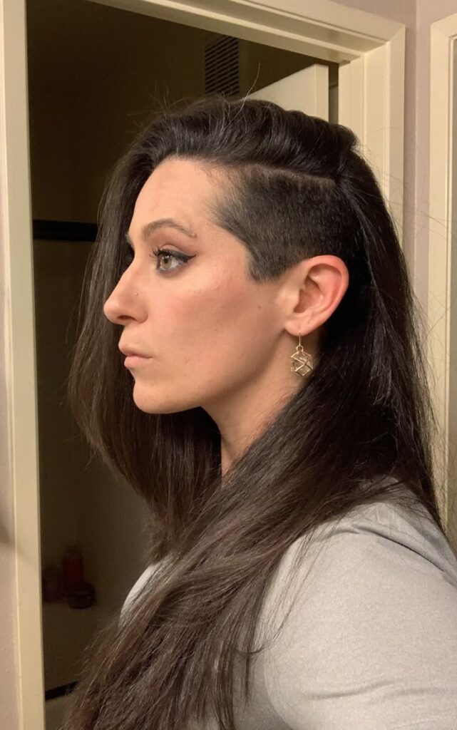  Long Side-Shaved Brown Hair