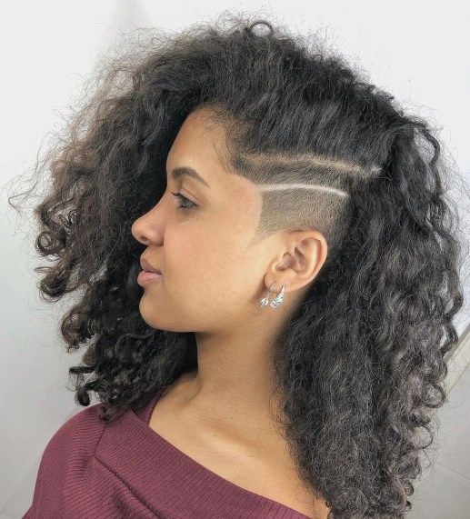 Side-Shaved Curly Hair With Clean Lines