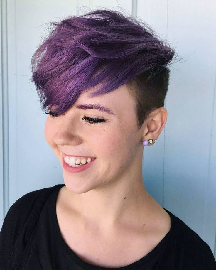  Voluminous Purple Pixie With Side-Cut