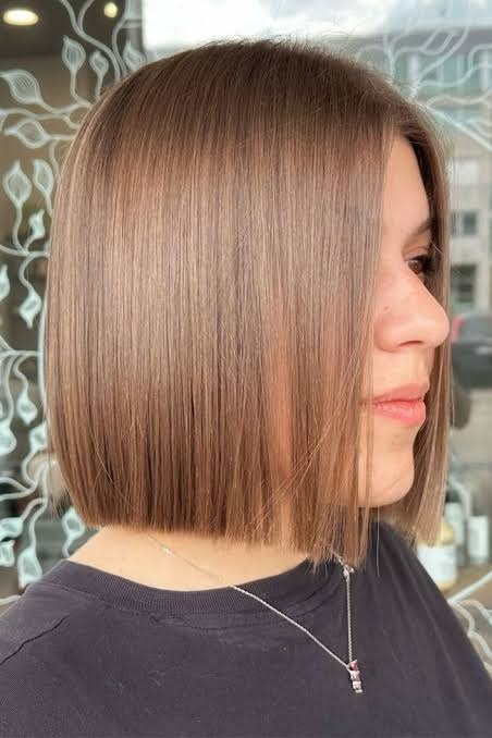 Chin-Length Blunt Bob in Classic Brunette