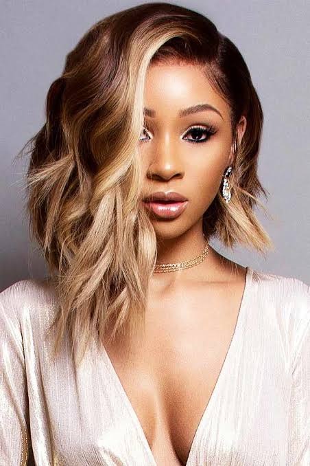 Asymmetrical Bob in Golden Brown