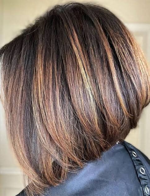 Angled Bob with Caramel Balayage